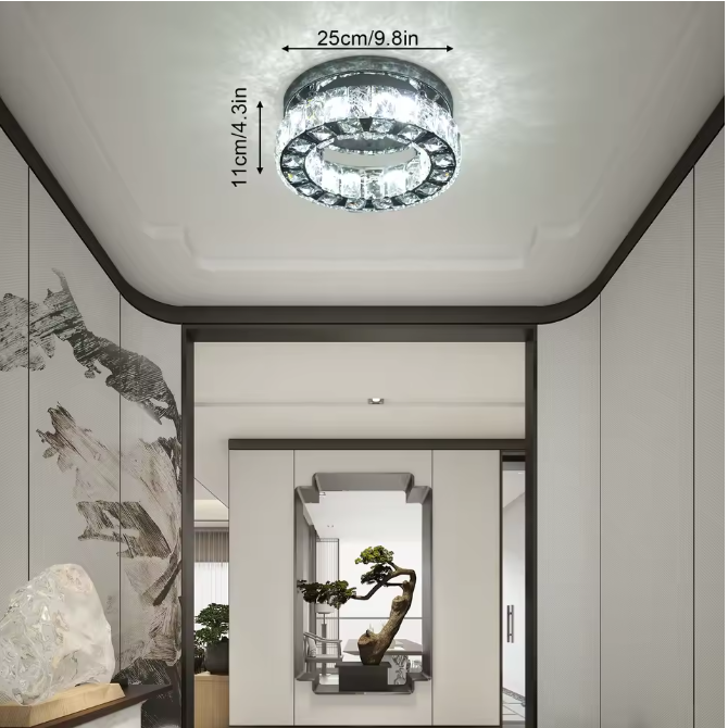 Moderne Kristallen Kroonluchter – Ronde LED Plafondlamp met Afstandsbediening