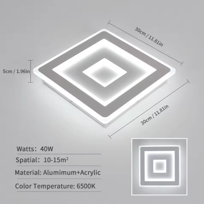 Moderne Vierkante LED Plafondlamp – 42W Acryl Wit, Slaapkamer & Woonkamer