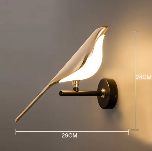 Gouden Vogel Wandlamp – Creatieve LED Sfeerverlichting voor Woon- & Slaapkamer