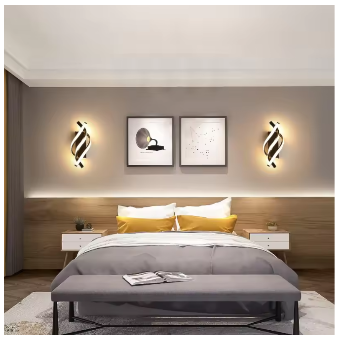 Gebogen LED Wandlamp – Spiraalvormig Design voor Slaapkamer, Woonkamer & Gang