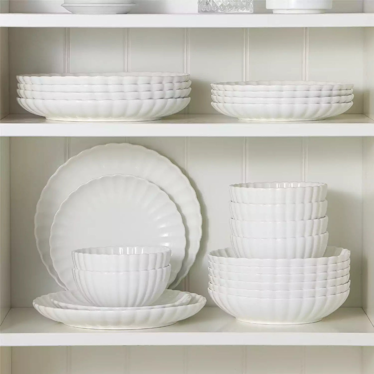 Serviesset Wit 24-delig – 6 Personen – Porselein – Reliëf Design