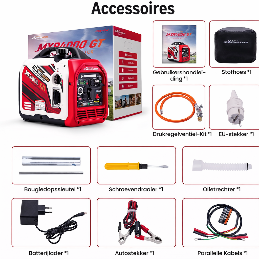 Stroomgenerator – Inverter Generator – Bluetooth Generator – Draagbare Generator – LPG Generator – Stilgeluid Wireless Bedienbaar – Dubbel Brandstof Systeem 3500W
