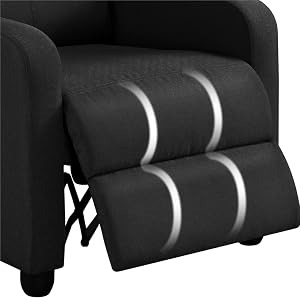 Relaxstoel Woonkamer – Verstelbare Rugleuning – Voetensteun – Lounge Stoel – Linnen Stof – Zwart