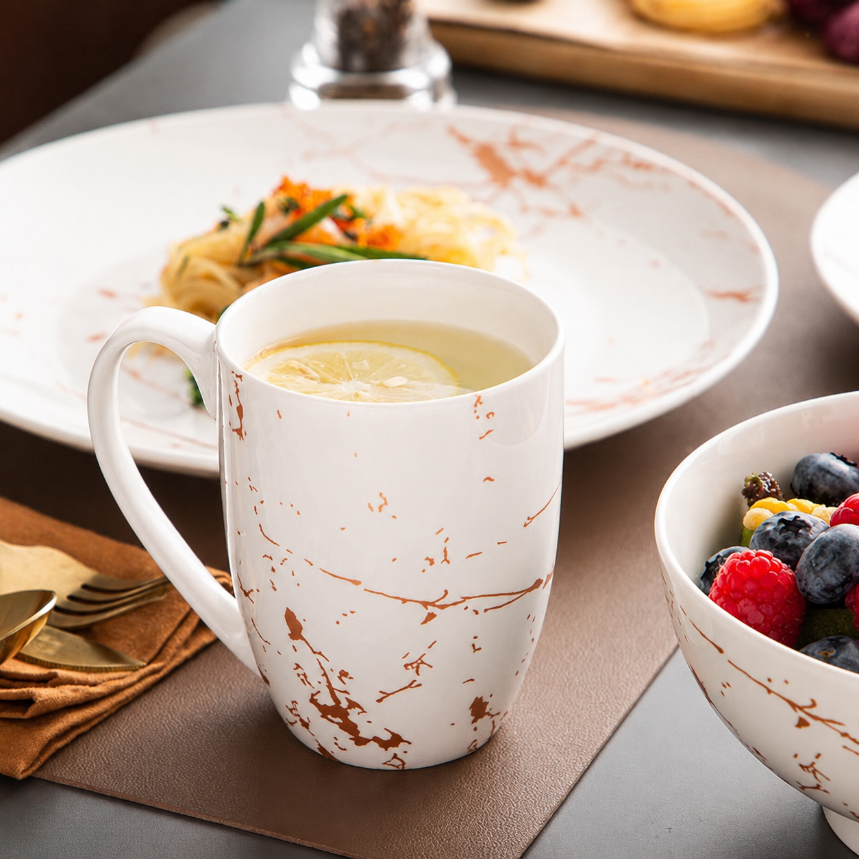 Luxe Serviesset Wit Goud 32-delig – 8 Persoons Porseleinen Servies