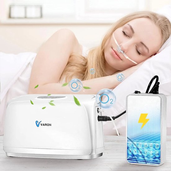 Varon - NT-03 - Zuurstofconcentrator - Oxygen Concentrator - Zuurstof Generator - Zuurstofpomp - Luchtreiniger - Zuurstof - Draagbaar - 3L/min - Wit
