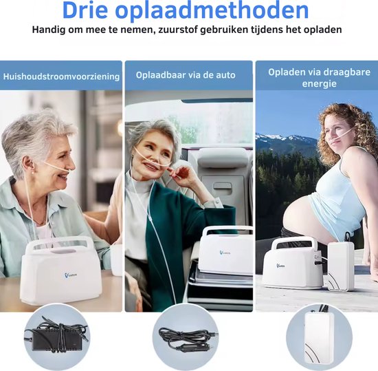 Varon - NT-03 - Zuurstofconcentrator - Oxygen Concentrator - Zuurstof Generator - Zuurstofpomp - Luchtreiniger - Zuurstof - Draagbaar - 3L/min - Wit