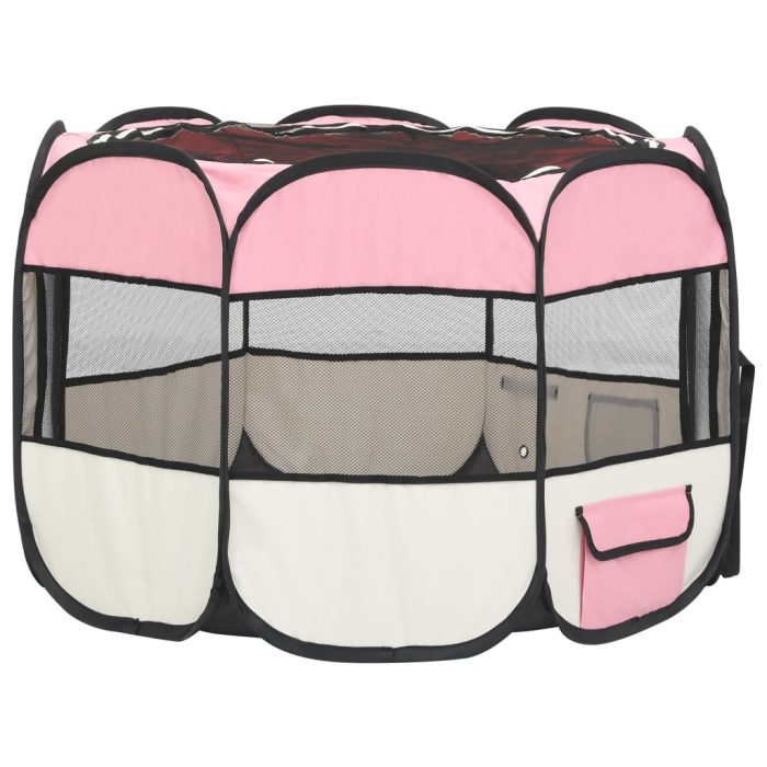 TrendyXL Hondenren inklapbaar met draagtas 90x90x58 cm roze