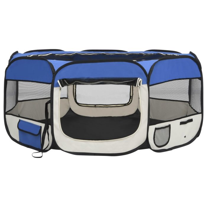 TrendyXL Hondenren inklapbaar met draagtas 145x145x61 cm blauw