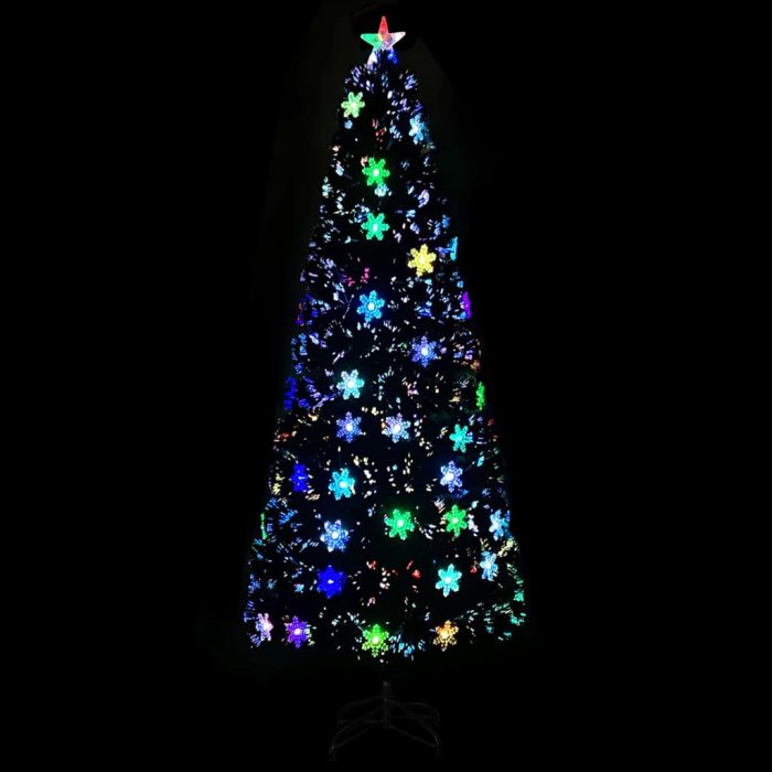 TrendyXL Kerstboom met LED-sneeuwvlokken 240 cm glasvezel zwart