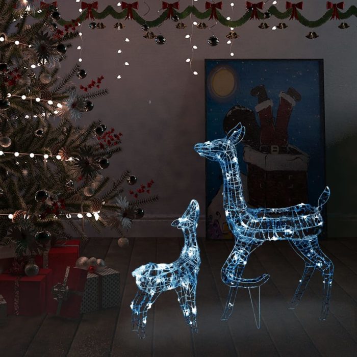 TrendyXL Kerstversiering rendierfamilie 160 LED's koudwit acryl