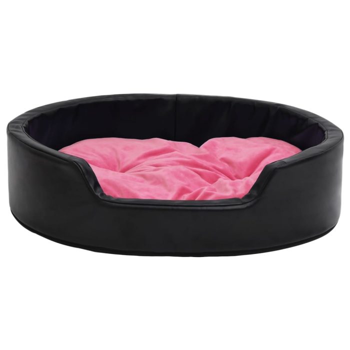 TrendyXL Hondenmand 99x89x21 cm pluche en kunstleer zwart en roze