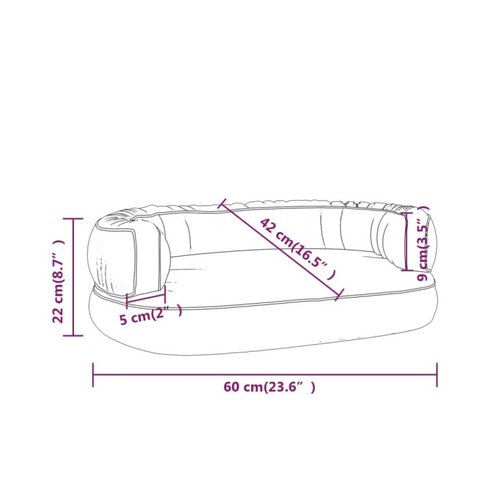 TrendyXL Hondenmand met ergonomisch schuim 60x42 cm kunstleer bruin