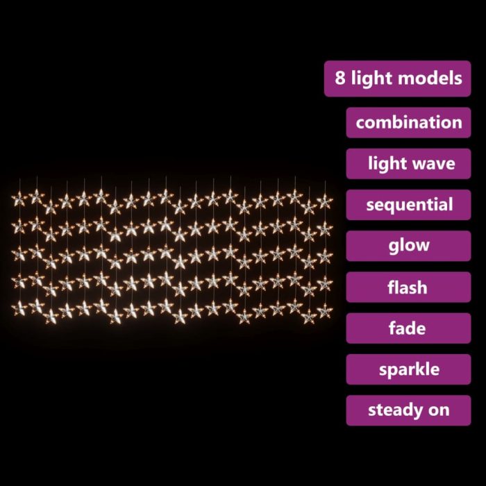 TrendyXL Lichtsnoergordijn sterren met 500 LED's en 8 functies warmwit