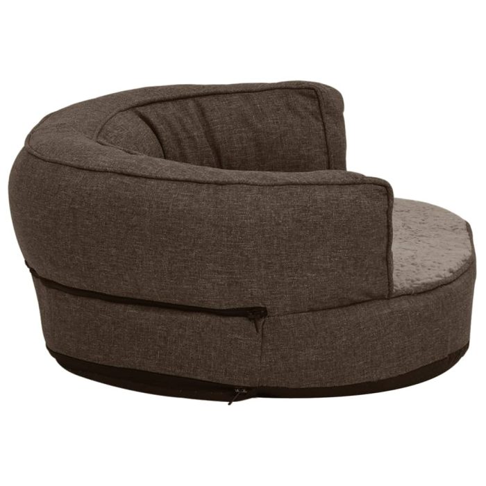 TrendyXL Hondenbed ergonomisch linnen-look 60x42 cm fleece bruin