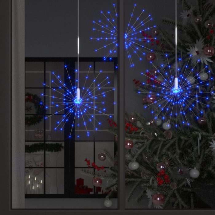 TrendyXL 10 st Kerstverlichting vuurwerk 1400 LED's buiten 20 cm blauw