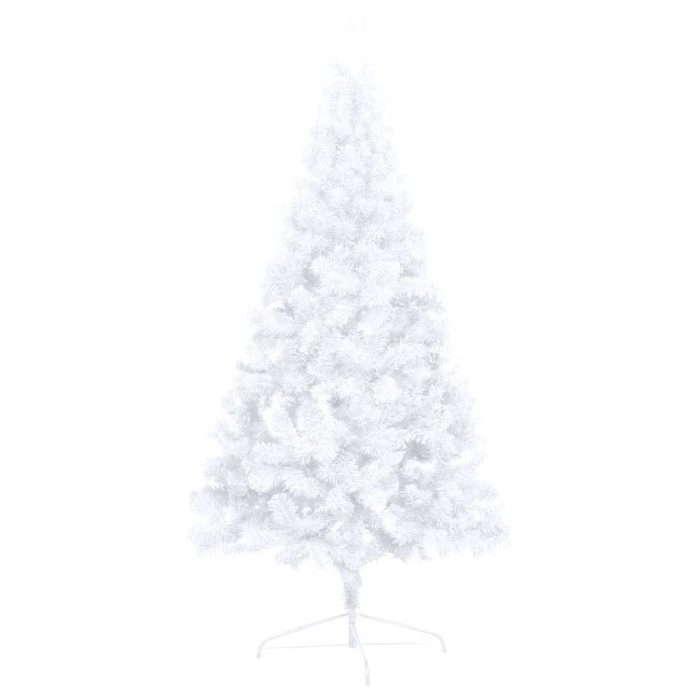 TrendyXL Kunstkerstboom met verlichting en kerstballen half 210 cm wit