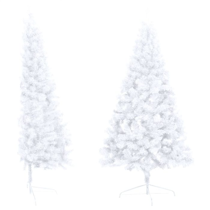 TrendyXL Kunstkerstboom met verlichting en kerstballen half 210 cm wit