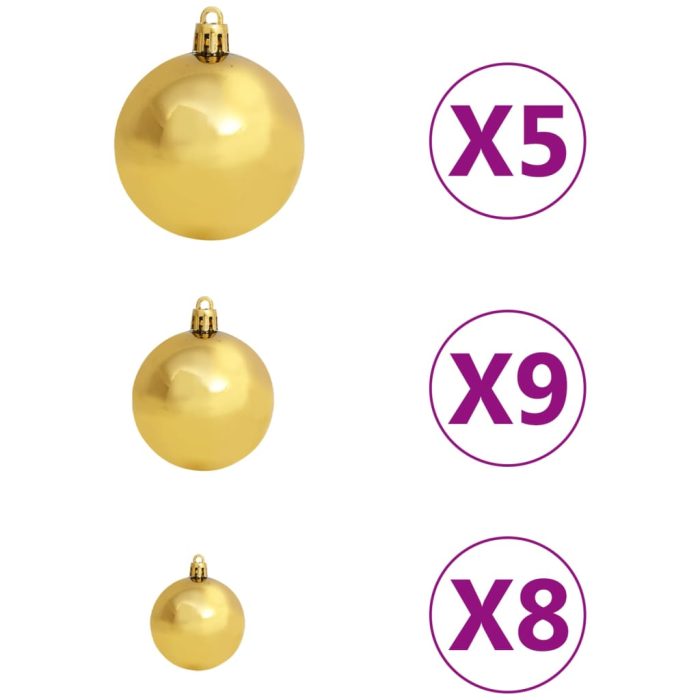 TrendyXL Kunstkerstboom met verlichting en kerstballen 120 cm PVC zwart