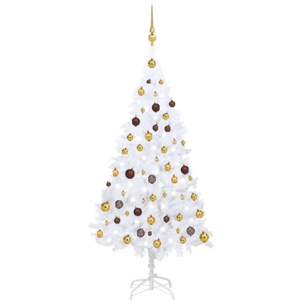 TrendyXL Kunstkerstboom met verlichting en kerstballen 150 cm PVC wit