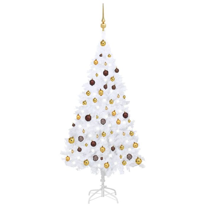 TrendyXL Kunstkerstboom met verlichting en kerstballen 150 cm PVC wit