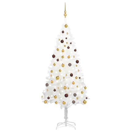 TrendyXL Kunstkerstboom met verlichting en kerstballen 210 cm PVC wit