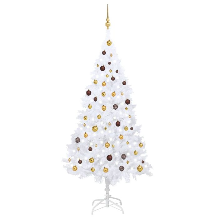 TrendyXL Kunstkerstboom met verlichting en kerstballen 210 cm PVC wit