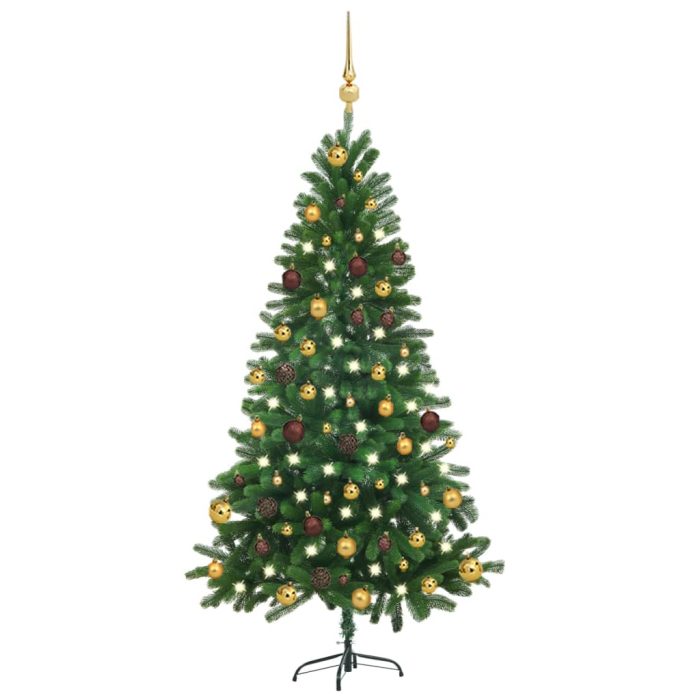 TrendyXL Kunstkerstboom met verlichting en kerstballen 150 cm groen