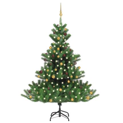 TrendyXL Kunstkerstboom Nordmann met LED's en kerstballen 210 cm groen