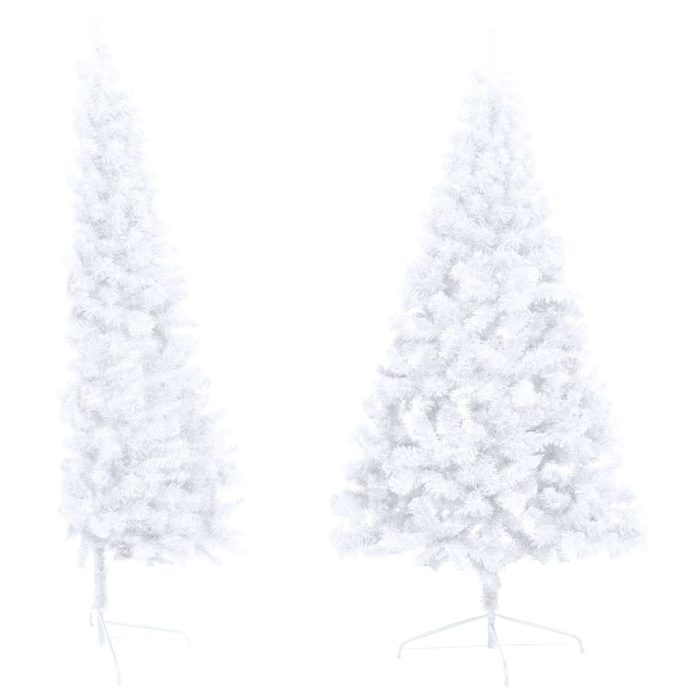 TrendyXL Kunstkerstboom met verlichting en kerstballen half 120 cm wit