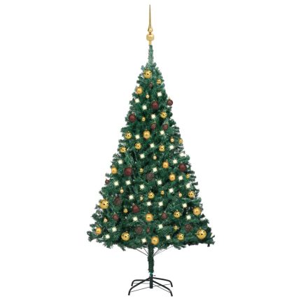 TrendyXL Kunstkerstboom met verlichting en kerstballen 150 cm PVC groen