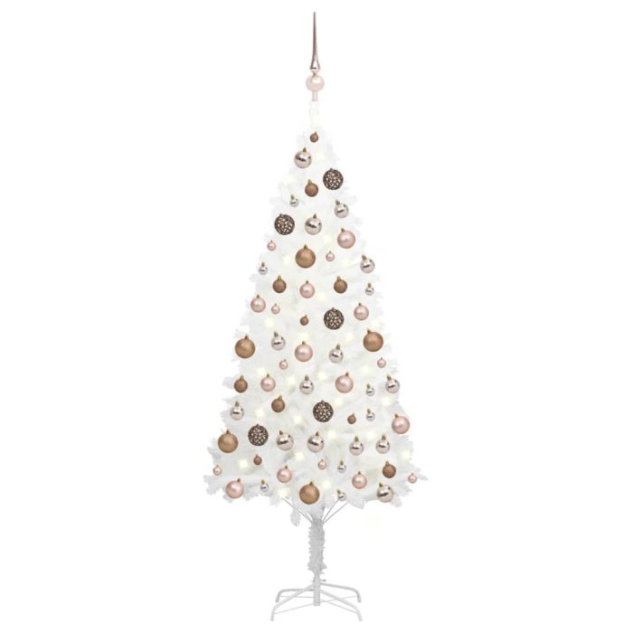 TrendyXL Kunstkerstboom met verlichting en kerstballen 150 cm PVC wit