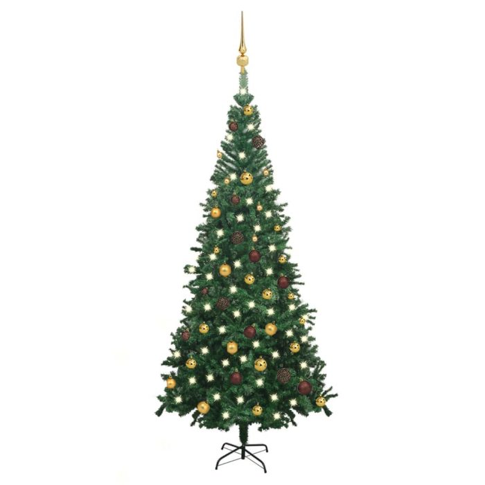 TrendyXL Kunstkerstboom met verlichting en kerstballen L 240 cm groen