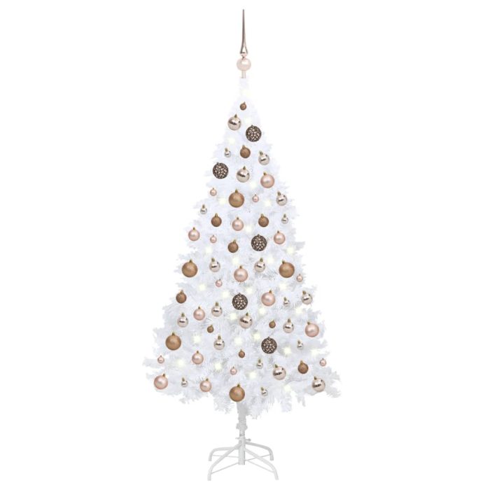 TrendyXL Kunstkerstboom met verlichting en kerstballen 180 cm PVC wit