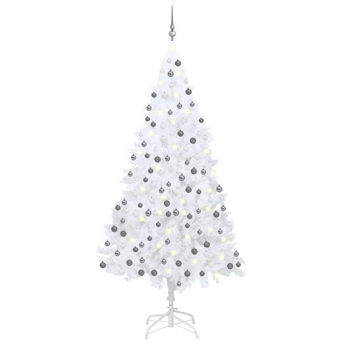 TrendyXL Kunstkerstboom met verlichting en kerstballen 240 cm wit