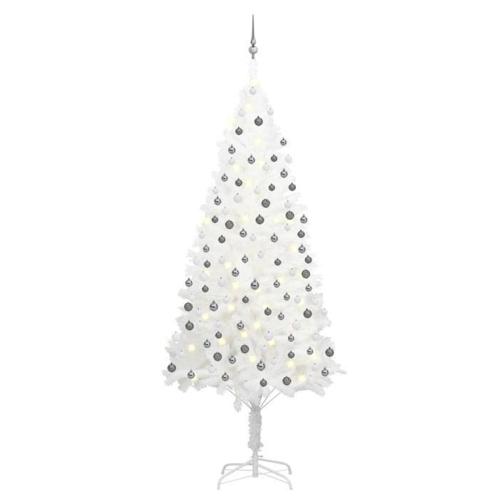 TrendyXL Kunstkerstboom met verlichting en kerstballen 240 cm wit