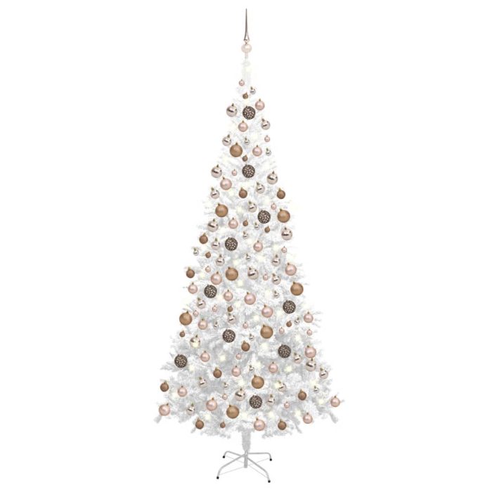 TrendyXL Kunstkerstboom met verlichting en kerstballen L 240 cm wit