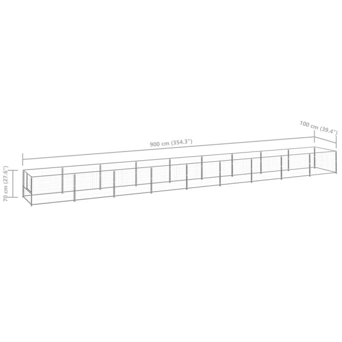 TrendyXL Hondenkennel 9 m² staal zilverkleurig