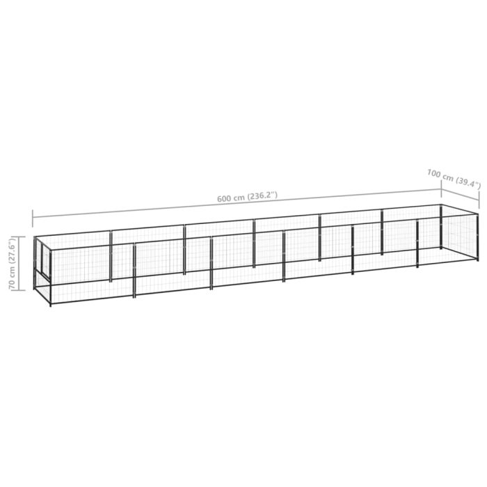 TrendyXL Hondenkennel 6 m² staal zwart