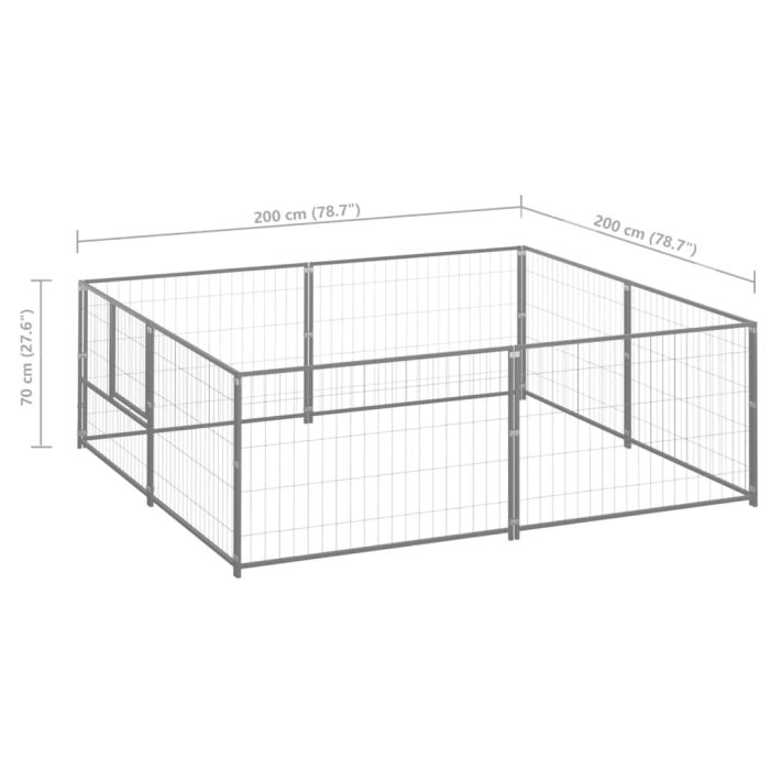 TrendyXL Hondenkennel 4 m² staal zilverkleurig