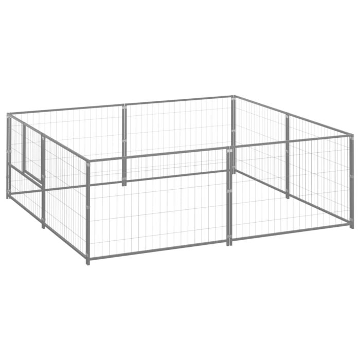 TrendyXL Hondenkennel 4 m² staal zilverkleurig