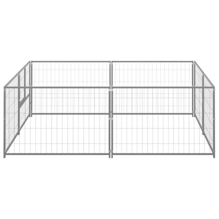 TrendyXL Hondenkennel 4 m² staal zilverkleurig