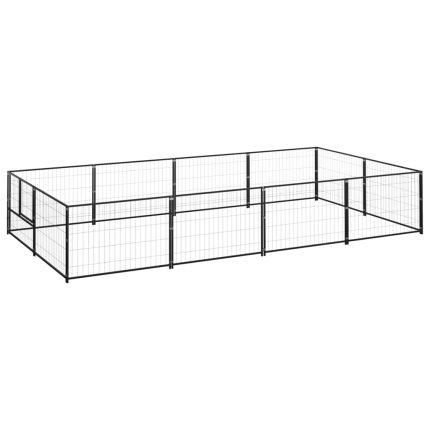 TrendyXL Hondenkennel 8 m² staal zwart