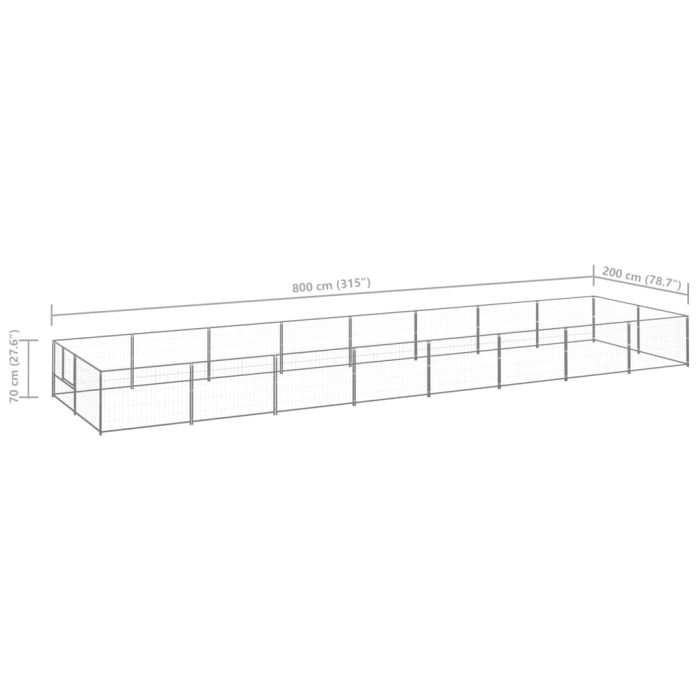 TrendyXL Hondenkennel 16 m² staal zilverkleurig