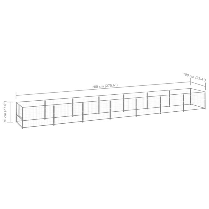 TrendyXL Hondenkennel 7 m² staal zilverkleurig