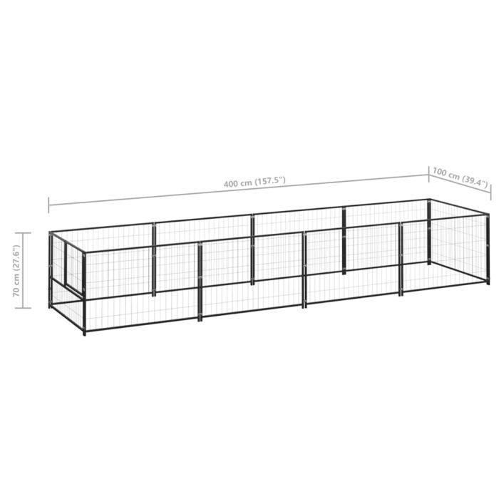 TrendyXL Hondenkennel 4 m² staal zwart