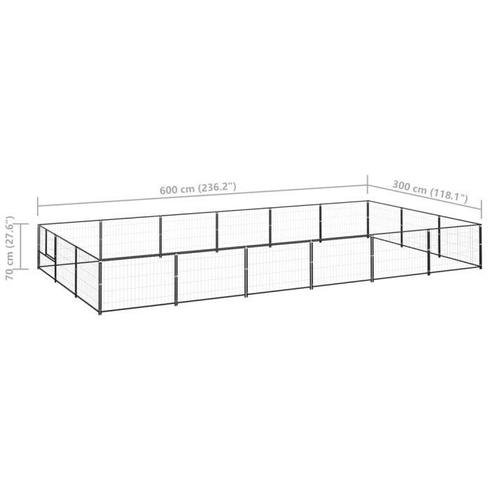 TrendyXL Hondenkennel 18 m² staal zwart