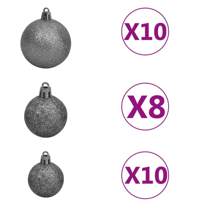 TrendyXL Kunstkerstboom met verlichting en kerstballen 210 cm PET goud