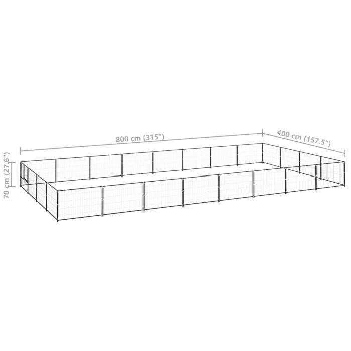 TrendyXL Hondenkennel 32 m² staal zwart