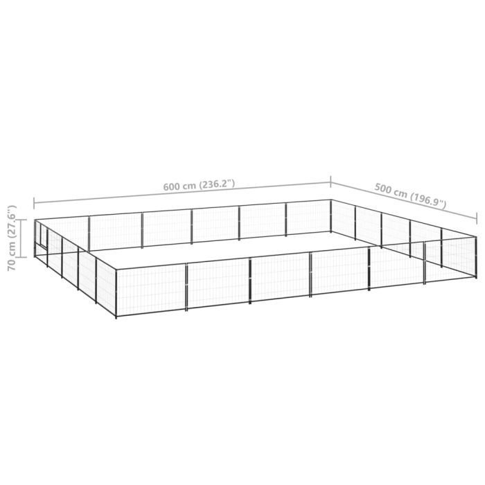 TrendyXL Hondenkennel 30 m² staal zwart