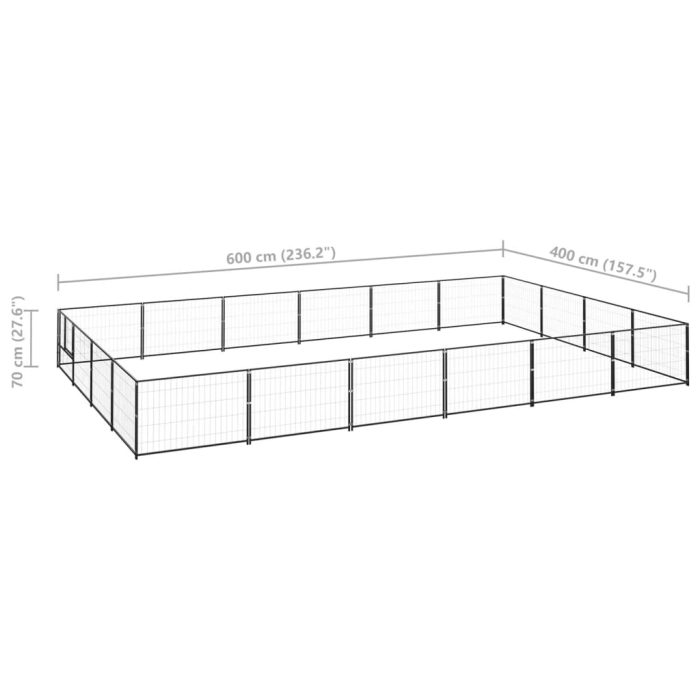 TrendyXL Hondenkennel 24 m² staal zwart